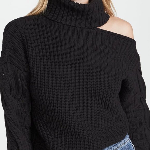 ASTR the Label Sequoia Shoulder Cutout Sweater Black Small - Picture 1 of 10